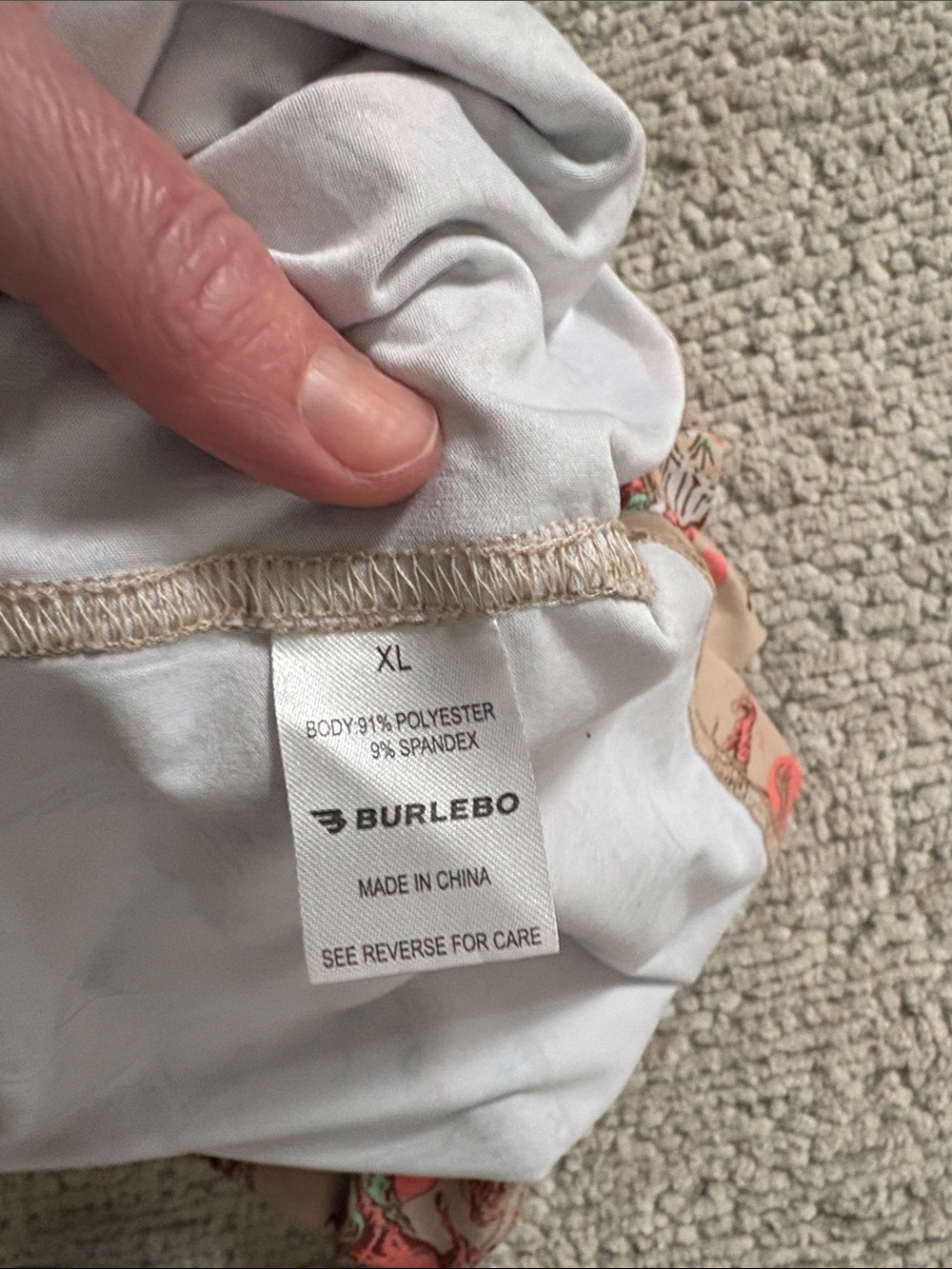 BURLEBO Men's XL Desert Print Polo - Tan with Coral and Green Accents - Picture 5 of 5